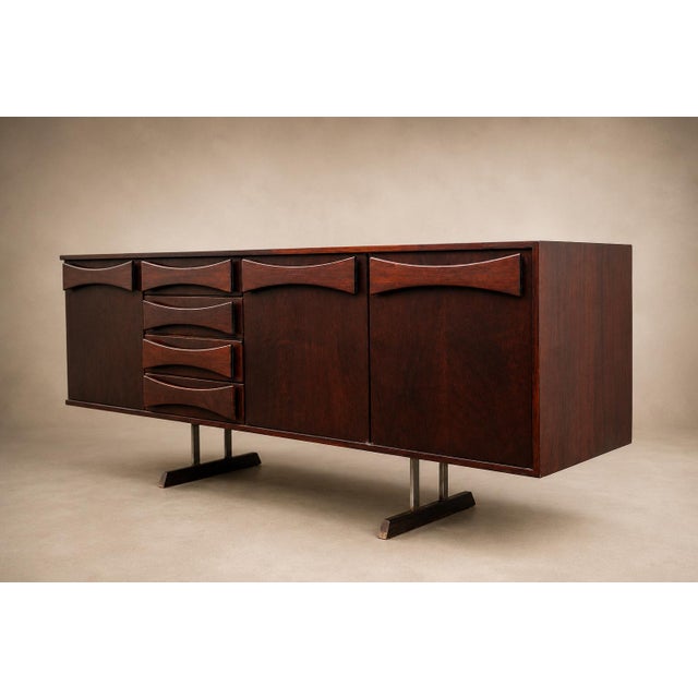 Brazilian Modern Credenza in Imbuia Wood & Chrome by Jd Móveis, Brazil, 1960s For Sale - Image 9 of 16