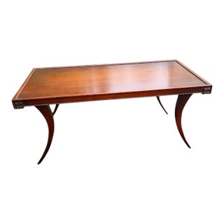 Vintage Red Lion Coffee Table With Curved Legs Solid Wood For Sale