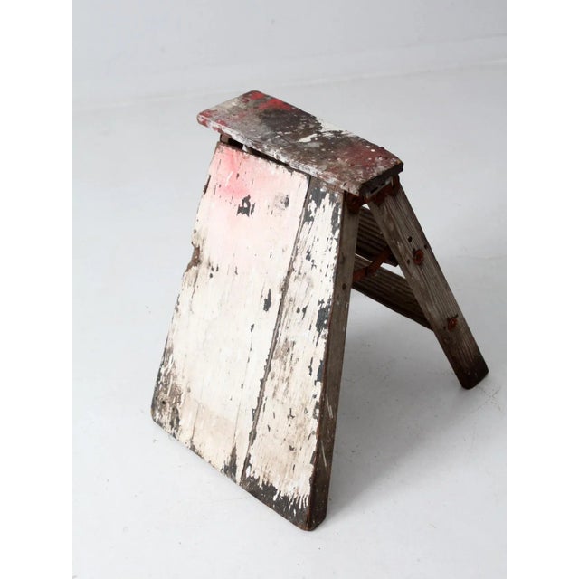 Vintage Rustic Wooden Step Ladder For Sale - Image 11 of 12