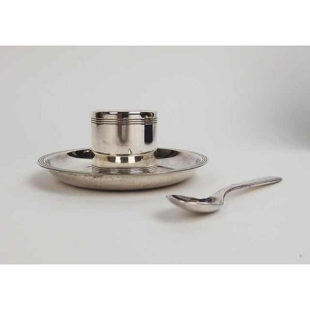 Silver Art Deco Silver-Plated Metal Egg Cup with Spoon and Box from Christofle, 1930s, Set of 4 For Sale - Image 8 of 8