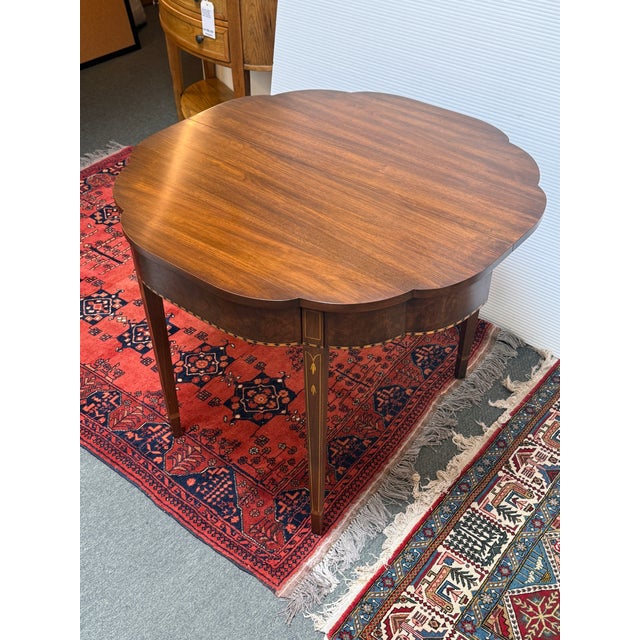 Henkel Harris Federal Inlaid Cherry Wood Flip Top Console Table For Sale - Image 9 of 12