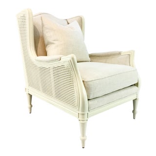 Transitional Caracole Southern Charm Caned Club Chair For Sale