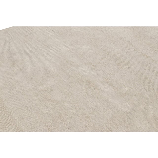 Contemporary Rug & Kilim’s Square Rug With Textured Monochrome White Striae For Sale - Image 3 of 7