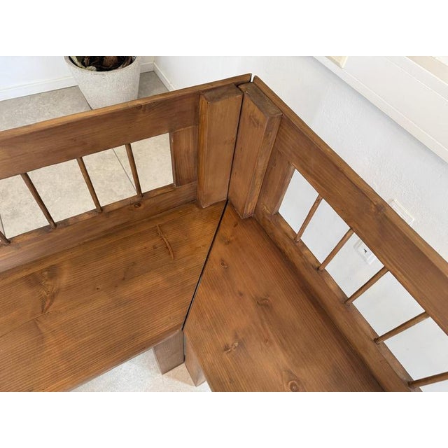 Farmhouse Wooden Corner Bench For Sale - Image 6 of 11