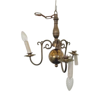 Vintage Brass-Plated Metal Chandelier For Sale
