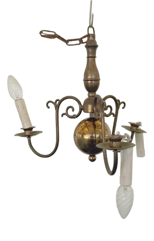 Vintage Brass-Plated Metal Chandelier