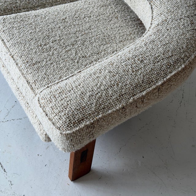 c. 1970s. USA. Reupholstered in nubby white fabric