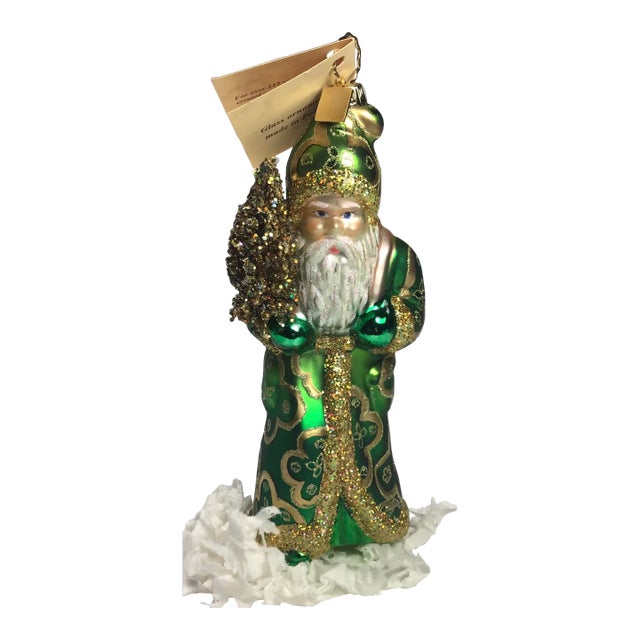 2000’s Mouth Blown Glass Santa Ornament “Royal Splendor Santa” by Ino Schaller For Sale
