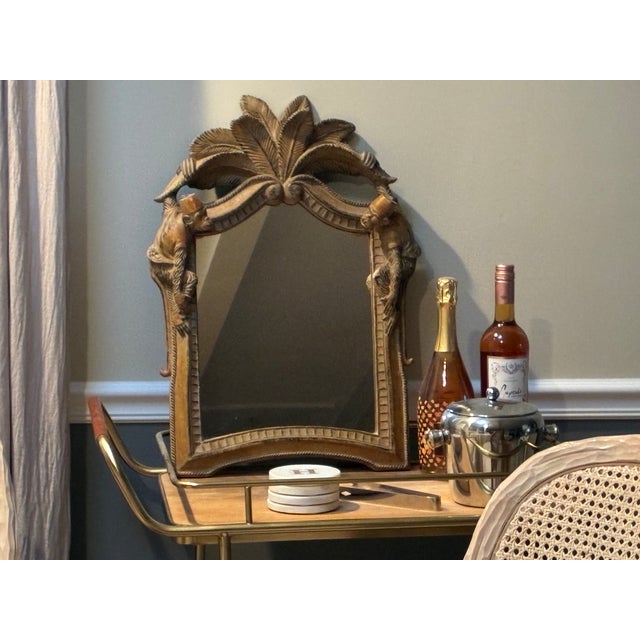 1980s Monkey and Palm Fronds Wall Mirror For Sale - Image 4 of 5