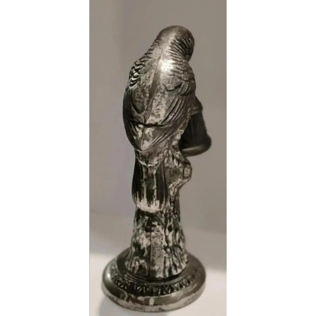 Art Deco Mid 20th Century Vintage Ornate Metal Tabletop Perched Bird Bell For Sale - Image 3 of 7