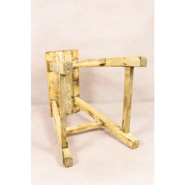 Vintage Rustic Stool in Elm For Sale - Image 4 of 5