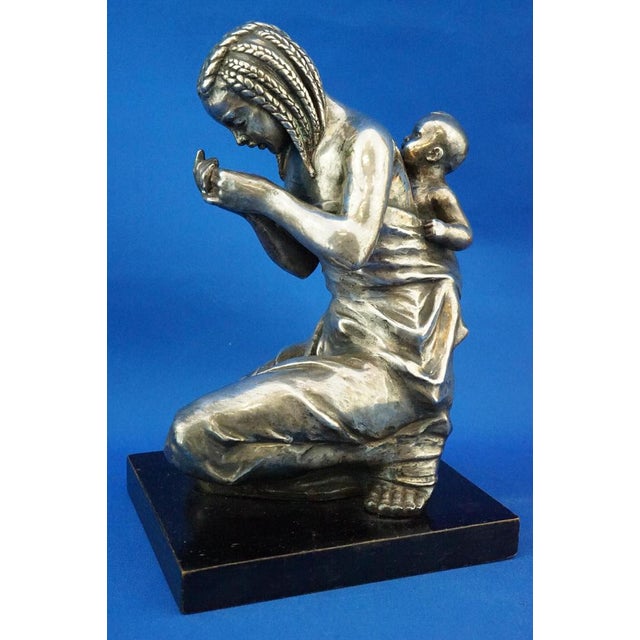 Metal Enrico Bartoli, Sculpture of Maternity, 1800s, Ceramic Finished in Silver For Sale - Image 7 of 18