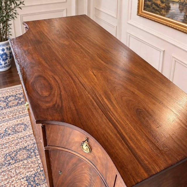 Brown Antique Flame Mahogany Federal Sheraton Breakfront Sideboard | Buffet | Credenza For Sale - Image 8 of 10
