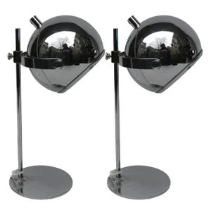 Small Chromed Table Lamps, 1970s, Set of 2