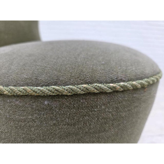 Danish Armchair in Green Furniture Velour, 1970s For Sale - Image 11 of 18