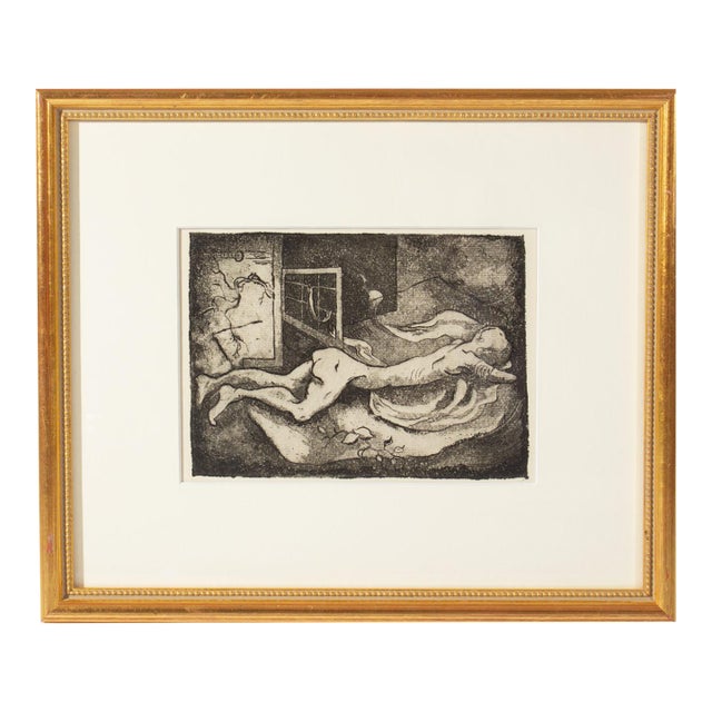 1970s Abstract Etching of a Nude Figure by Robert C. Ray For Sale