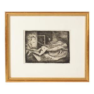 1970s Abstract Etching of a Nude Figure by Robert C. Ray