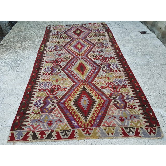 Vintage Turkish Kilim Rug 4'11'' X 9'7" For Sale - Image 11 of 11