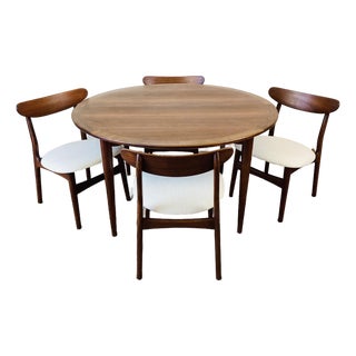 Vintage 1960s Danish Modern Dining Table & Chairs Set Mid Century Modern Style For Sale