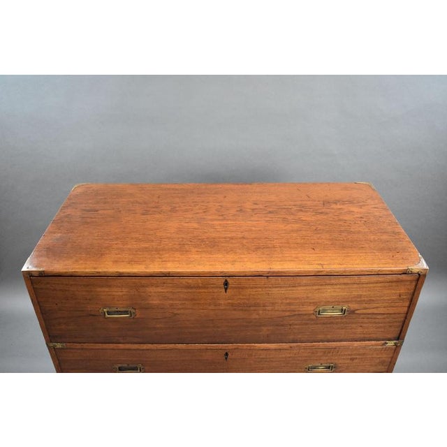 Victorian Teak Campaign Chest, 1870 For Sale - Image 6 of 12