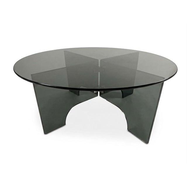 Round Coffee Table in Transparent Dark Glass, Italy, 1960s For Sale - Image 3 of 6