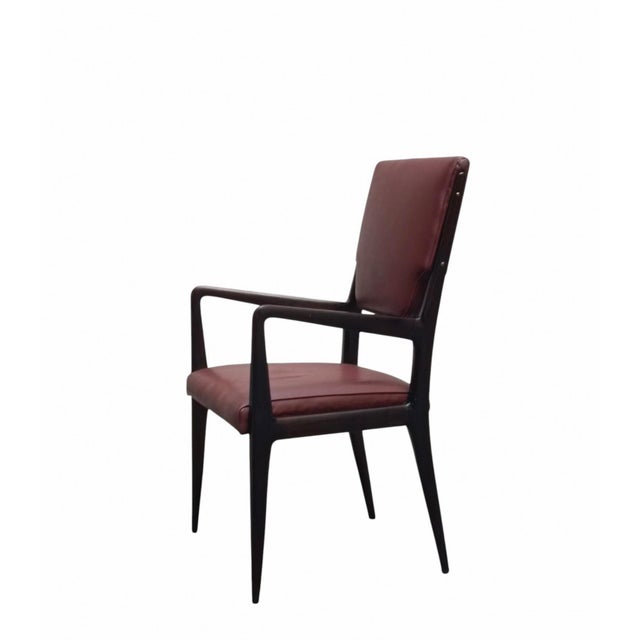 Molded Wood and Bordeaux Skai Armchair from Vittorio Dassi, Italy, 1950s For Sale - Image 6 of 11