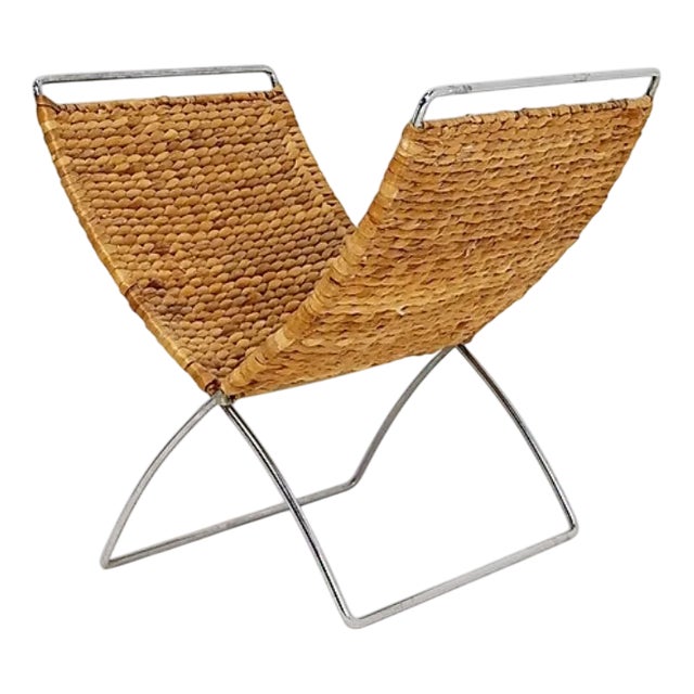 Chrome and Banana Leaf Folding Magazine Rack, 1970s For Sale
