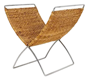 Chrome and Banana Leaf Folding Magazine Rack, 1970s