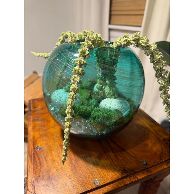 Murano Celestial Meets the Sea Murano Glass Bowl With Shells-Coastal Art Sculpture For Sale - Image 4 of 4