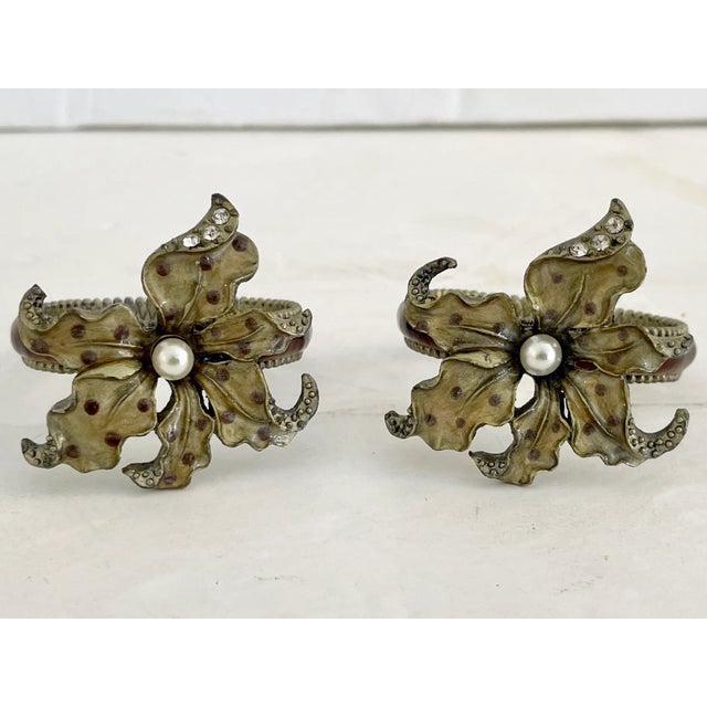 Pink and Red Flowers Napkin Rings - Set of 12 For Sale - Image 12 of 13