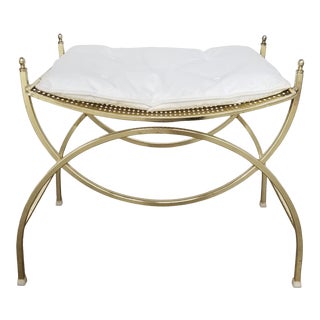 1970’s Hollywood Regency Gold Vanity Bench For Sale