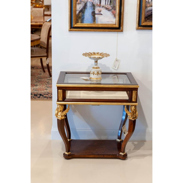 Italian Italian Empire Style Curio End Table With Glass Display Case & Gold Accents For Sale - Image 3 of 3