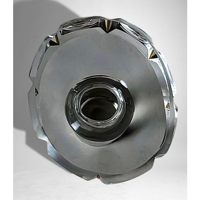 Mid 20th Century Art Deco Cut Crystal Decanter With 925 Silver Collar by Cacchione Milan For Sale - Image 11 of 18