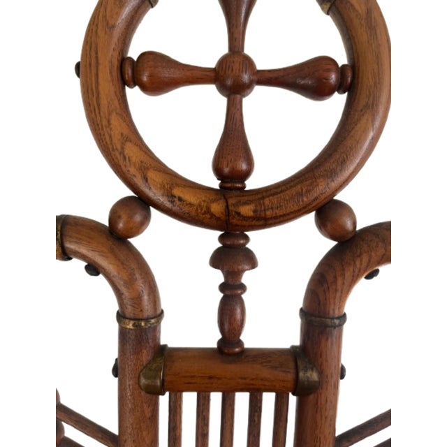 Wood C. 1900 Victorian Oak Stick and Ball Ornate Easel Stand For Sale - Image 7 of 12