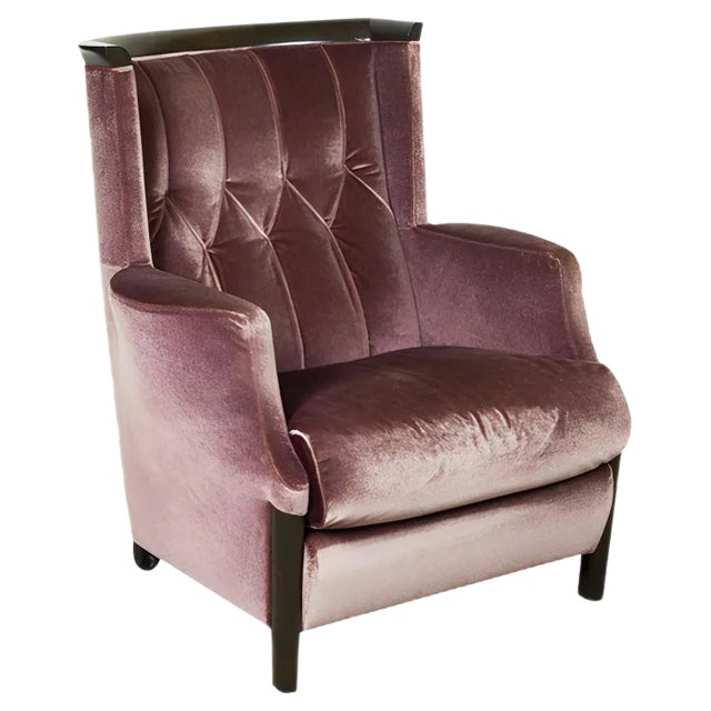 Purple Velour Lounge Chair from Giorgetti, 1970s For Sale
