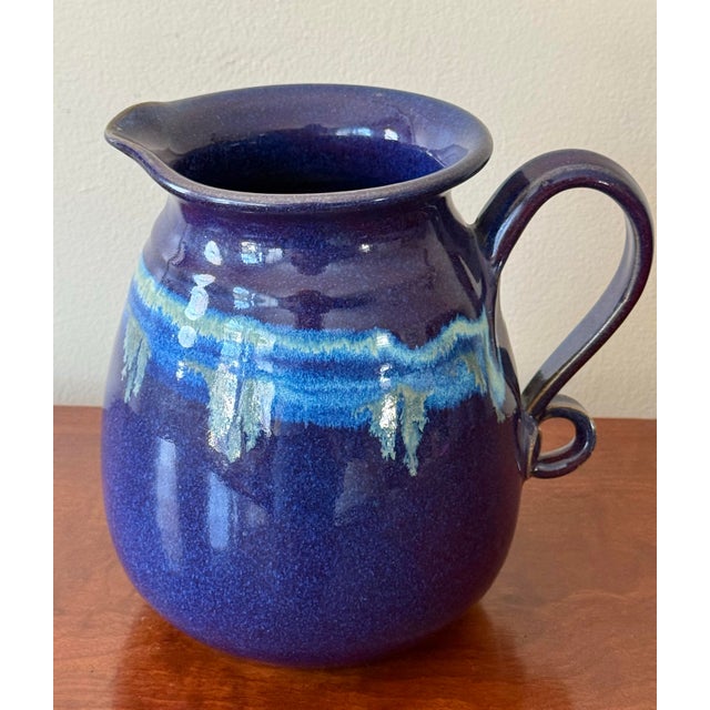 Late 20th Century Late 20th Century Blue Studio Pottery Pitcher, Signed For Sale - Image 5 of 9