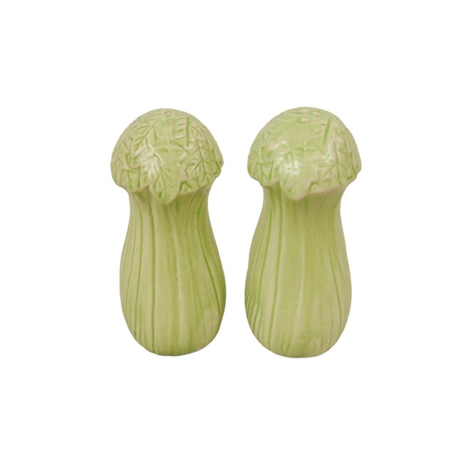 Japanese Japanese Ceramic Cabbage Salt & Pepper Shakers For Sale - Image 3 of 5