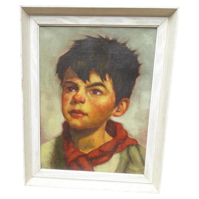 Ruth Mayer, Portrait of a Young Boy, Oil on Canvas, Framed For Sale - Image 14 of 14