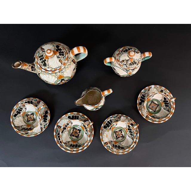 Italian Hand-Painted Ceramic Tea Service, 1930s, Set of 7 For Sale - Image 10 of 16