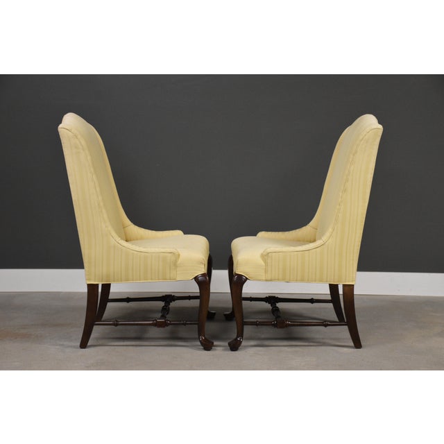 Queen Anne 1980s Ethan Allen Queen Anne Style Lounge Chairs - A Pair For Sale - Image 3 of 9