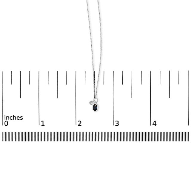 Early 21st Century 10K White Gold Oval Blue Sapphire and Diamond Double Charm Pendant Necklace - 18" Inches For Sale - Image 5 of 5