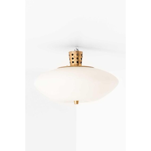 Model 71 Ceiling Lamp in Brass and Opaline Glass attributed to Lisa Johansson-Pape, 1950s For Sale - Image 3 of 11