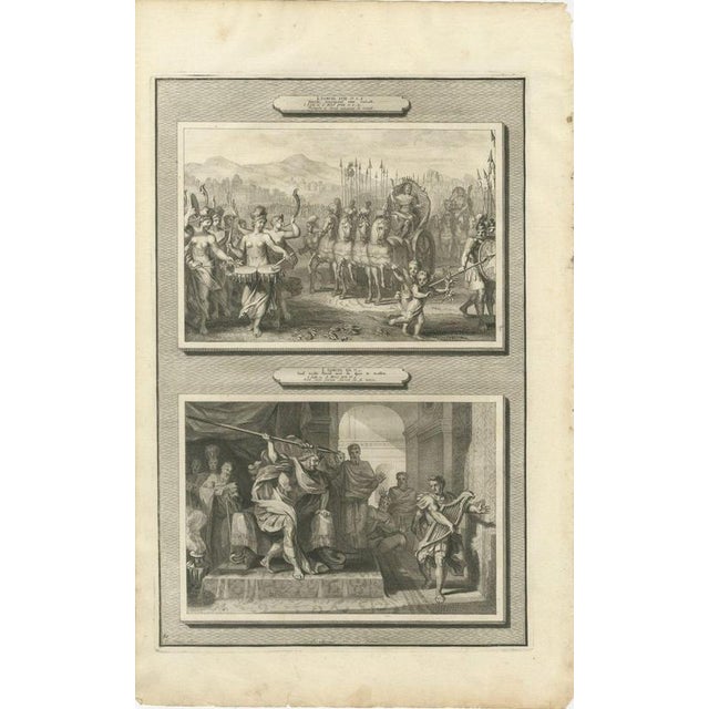 Baroque Pieter Mortier, Triumph of David and Saul Hurls His Spear at David, 1700, Engraving For Sale - Image 3 of 12