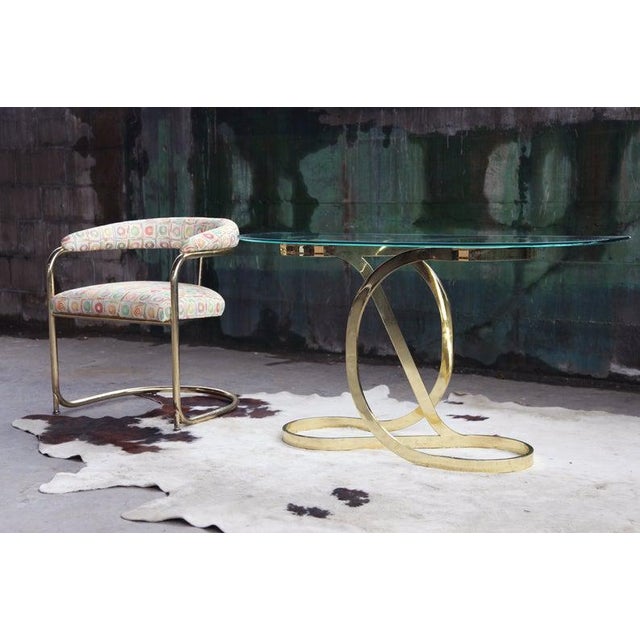 1970s Mid-Century Brass Ribbon Curved Console Table by Milo Baughman Dia, 1970s For Sale - Image 5 of 11