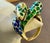 Blue & Green Enamel Snake Animal Cocktail Ring in 18 Karat Yellow Gold Size 5 For Sale In New York - Image 6 of 18