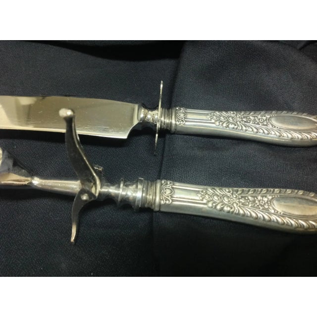 1930s Manchester Sterling Silver Meat Carving Set (1938, No Monograms) a Pair