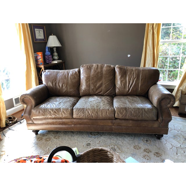Ferguson Copeland Distressed Leather Sofa Chairish