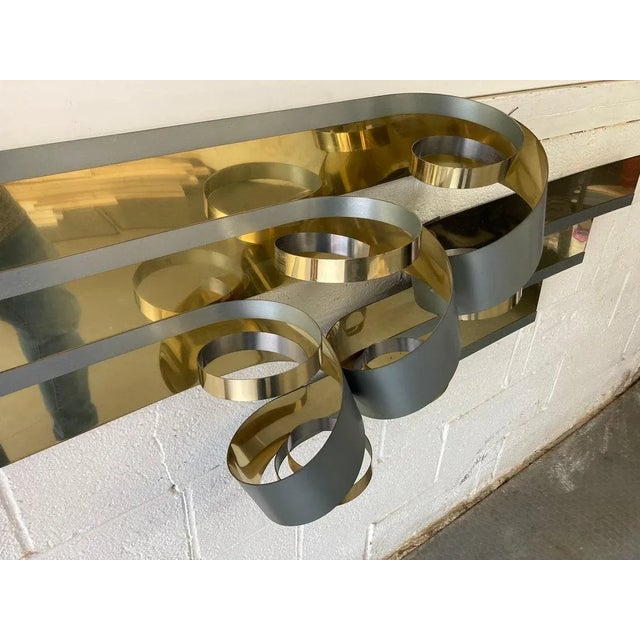 Metal Curtis Jere Postmodern Metal Wall Sculpture | Vintage Brass & Steel Wave Wall Art | Modern Sculptural Decor For Sale - Image 7 of 10