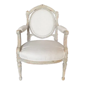 French Early 19th Century Stunningly Carved Louis XVI Chair With Original Paint