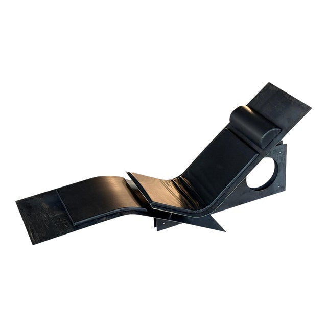 Lineae Chaise Lounge in Blended Iron and Italian Leather by D´ARK Atelier For Sale